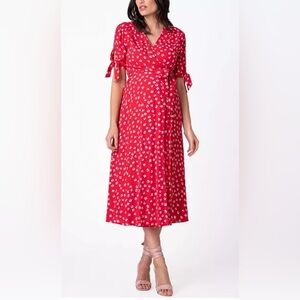Seraphine Red Floral Midi Wrap Maternity Dress Size 16